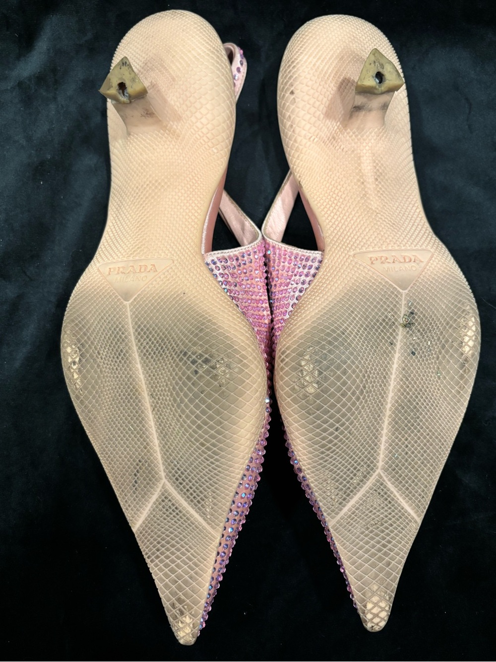 Prada Pink Crystal Embellished Slingback Kitten Heels - Picture 13 of 15